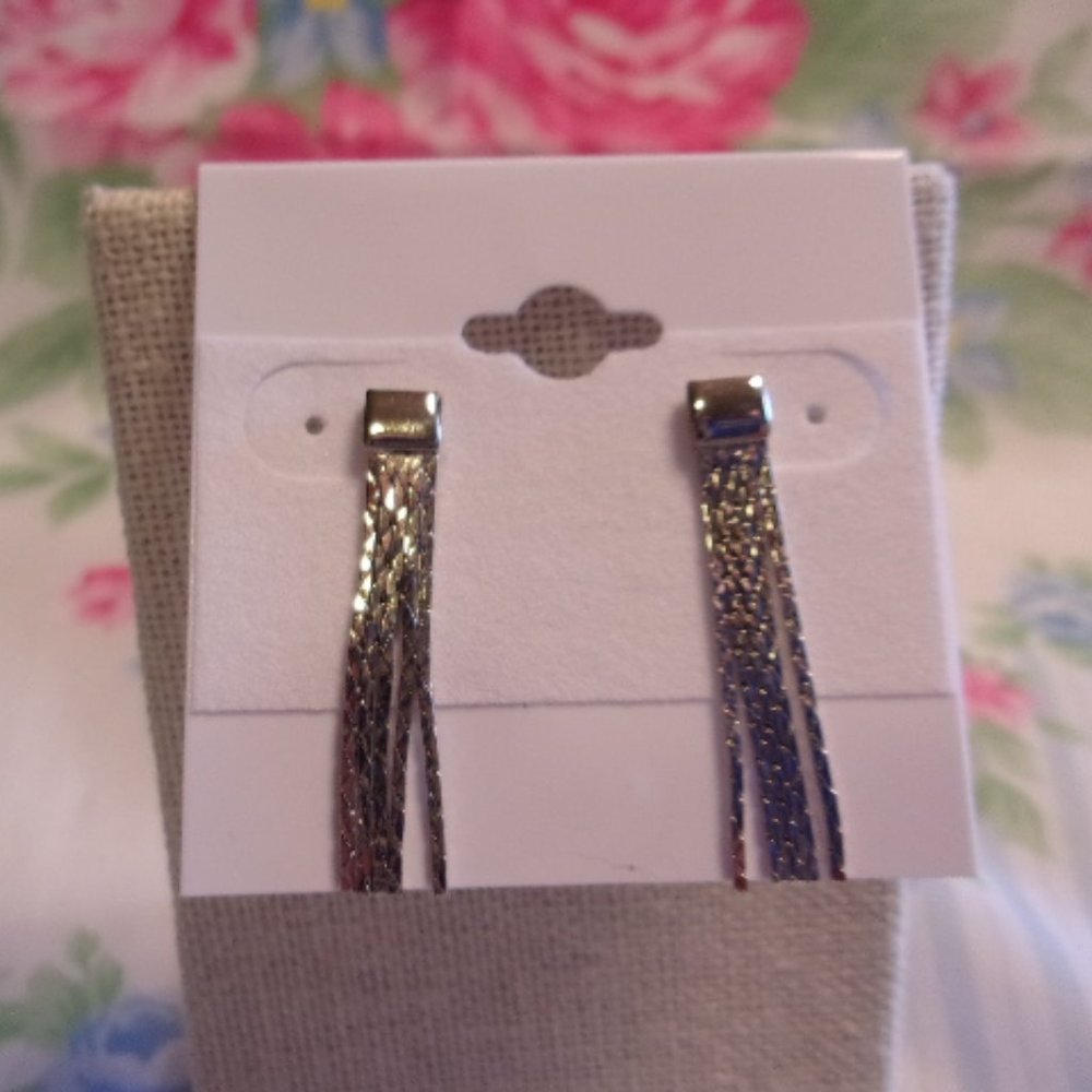 Avon Silver Tone Chain Fringe Pierced Earrings Vintage